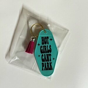Teal Hot Girls Can’t Park Keychain with Tassel